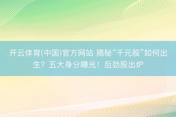 开云体育(中国)官方网站 揭秘“千元股”如何出生？五大身分曝光！后劲股出炉