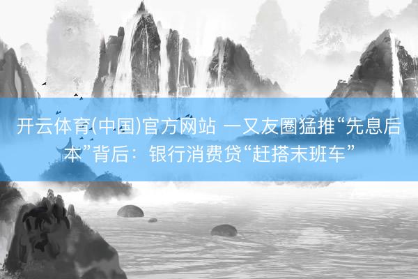 开云体育(中国)官方网站 一又友圈猛推“先息后本”背后：银行消费贷“赶搭末班车”