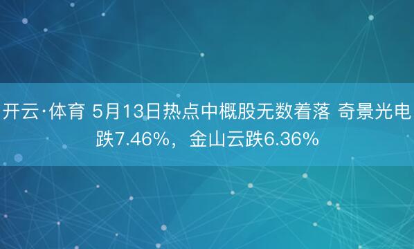 开云·体育 5月13日热点中概股无数着落 奇景光电跌7.46%，金山云跌6.36%