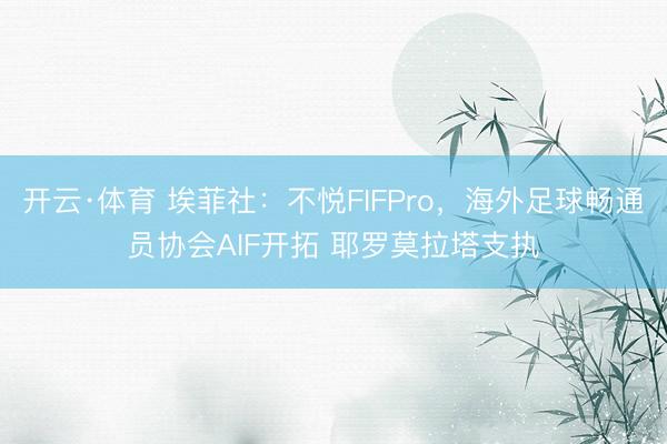 开云·体育 埃菲社:不悦FIFPro,海外足球畅通员协会AIF开拓 耶罗莫拉塔支执