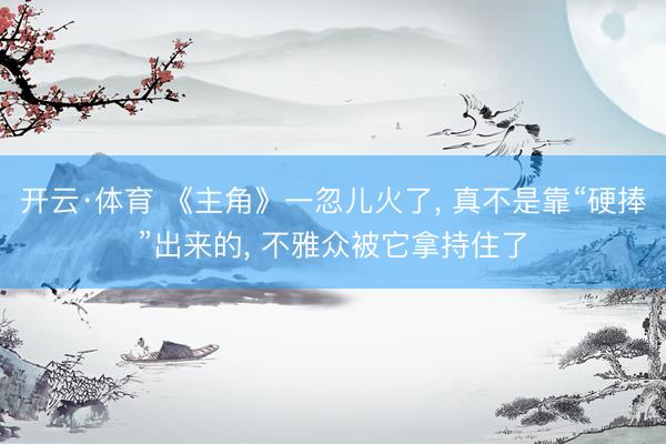 开云·体育 《主角》一忽儿火了， 真不是靠“硬捧”出来的， 不雅众被它拿持住了