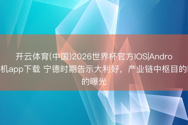 开云体育(中国)2026世界杯官方IOS|Android手机app下载 宁德时期告示大利好，产业链中枢目的曝光