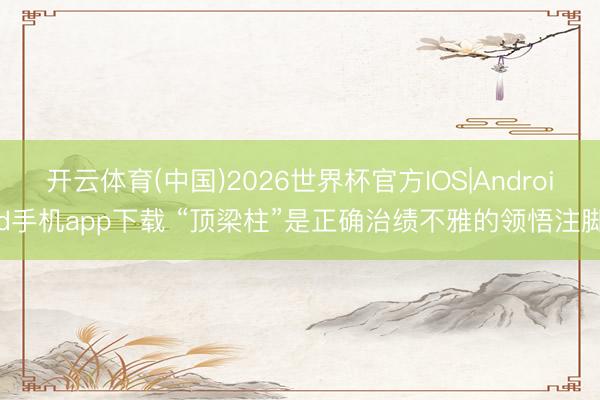 开云体育(中国)2026世界杯官方IOS|Android手机app下载 “顶梁柱”是正确治绩不雅的领悟注脚